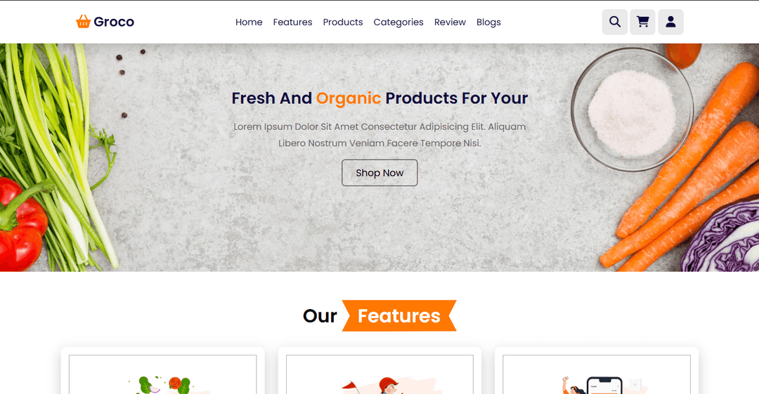 A Vegatable Static Website Design (Groco)