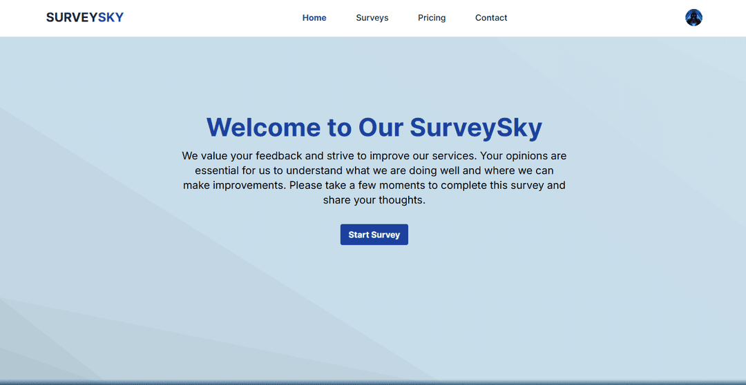 A SURVEYSKY Website Using react and Firebase